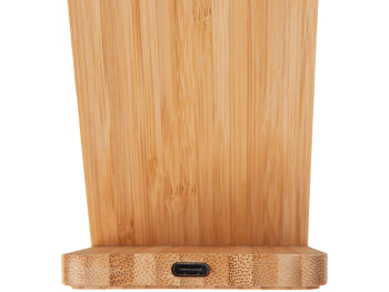 Беспроводное зарядное устройство 2-в-1 с подсветкой лого «Reedia S4», 15 Вт, бамбук, черный