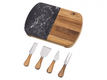 Набор для сыра в подарочной коробке из акации и мрамора "Date" (P)