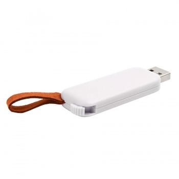 USB flash-карта STRAP (16Гб), белый, 5,6х2,3х0,8см, пластик