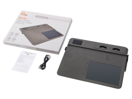 Многофункциональный коврик для мыши «Multi Pad» с беспроводной зарядкой и LCD экраном, 10 Вт, черный