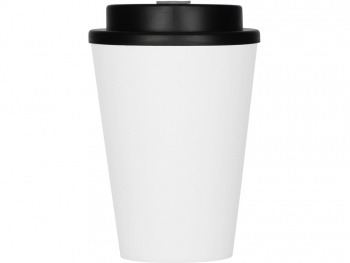 Пластиковый стакан Take away с двойными стенками и крышкой с силиконовым клапаном, 350 мл, белый/черный