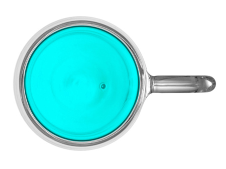 Кружка с двойными стенками с широкой ручкой и градиентным покрытием "Fog", бирюзовый