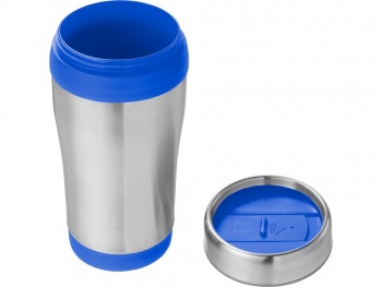 Термостакан «Bezel», серебристый/синий