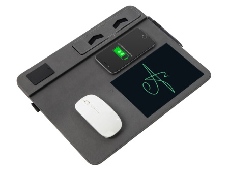 Многофункциональный коврик для мыши «Multi Pad» с беспроводной зарядкой и LCD экраном, 10 Вт, черный