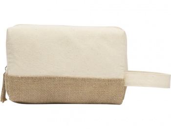 Косметичка "Jute" с ручкой из хлопка и джута, натуральный
