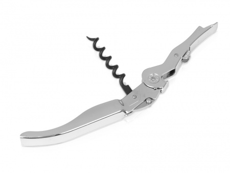 Подарочный винный набор из штопора и кожаного чехла для штопора ClickCut Set, серебристый