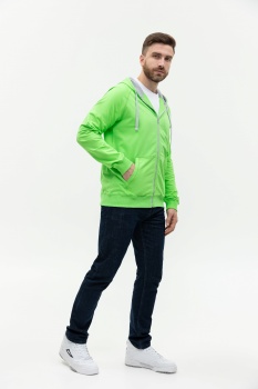Толстовка мужская STAN с капюшоном на молнии футер без начёса 260, 61, Ярко-зелёный,  (26)  (52/XL)