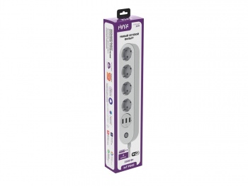 Умный сетевой фильтр HIPER IoT PS43/Wi-Fi 2,4 ГГц/4 розетки и 3 USB порта/2500Вт/10А IoT PS43