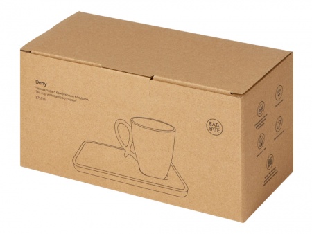 Чайная пара с бамбуковым блюдцем "Deny", белый