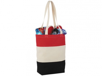 Хлопковая сумка Colour Block, красный/бежевый/черный