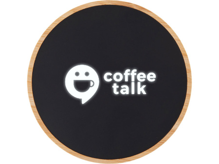 Беспроводное зарядное устройство с подсветкой лого «Reedia S3», 15 Вт, бамбук, черный