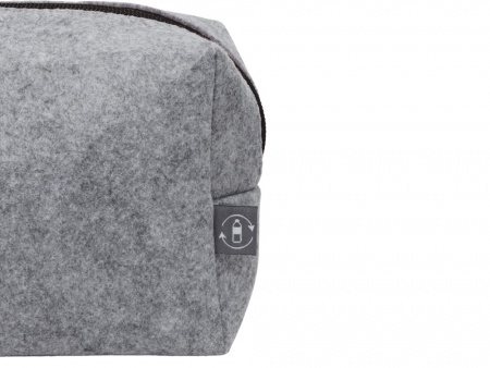 Косметичка из РПЕТ фетра с ручкой "Felt", серый с черным