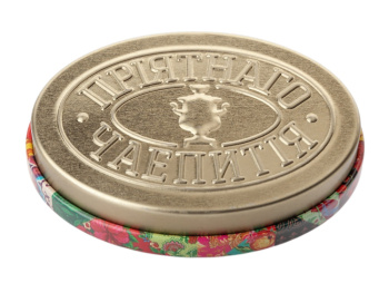 Ж/б "По-сибирски" + монпансье малиновые. Чёрный чай с травами.