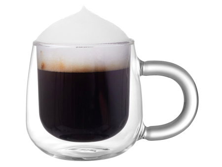 Кружка с двойными стенками с широкой ручкой и градиентным покрытием "Fog", бирюзовый