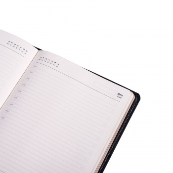 Ежедневник недатированный портфолио Mark, А5, черный, кремовый блок, золотой срез