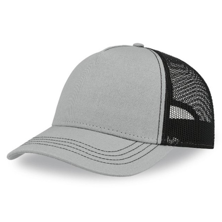 Бейсболка "RAPPER CANVAS", 5 клиньев, серый/черный, пласт.заст, 100% хлопок,100% полиэстер, 260 г/м2