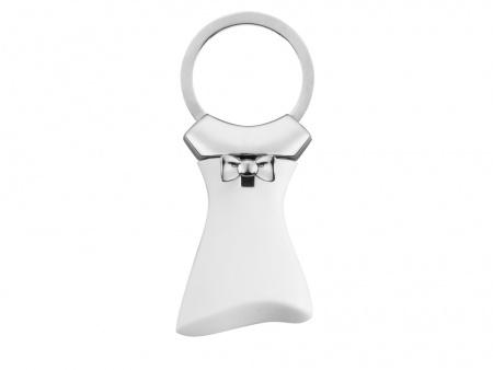 Брелок со сменными декоративными насадками в виде платьев и сумочки, розовый/белый/серебристый