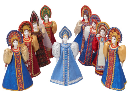 Подарочный набор: кукла фарфоровая, мед, голубой