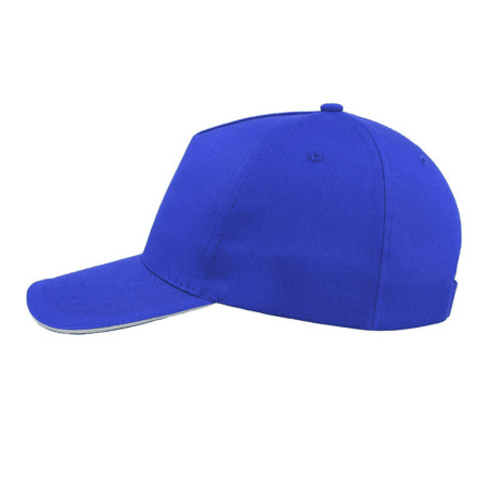 Бейсболка "Cover Sandwich", 5 клиньев, металлическая застежка, яр-син+бел, 100% хлопок, 370 г/м2