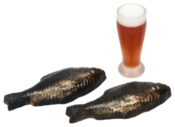 Набор мыла ручной работы "Пиво и рыба", в деревянной коробке