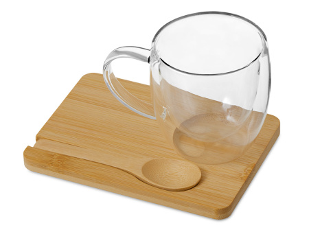 Кружка с двойными стенками на подставке с ложкой "Teatrio"