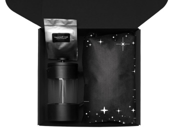 Подарочный набор c френчпрессом, кружками и чаем, черный