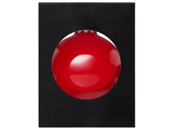 Стеклянный елочный шар "Frozi", красный прозрачный, с серебристым колпачком