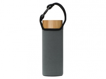 Стеклянный термос из стекла с двойными стенками и ситечком 320 мл "Badachu" в чехле, прозрачный