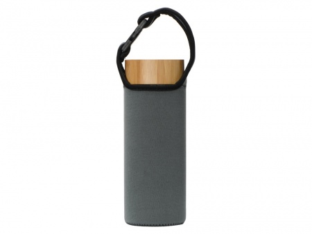 Стеклянный термос из стекла с двойными стенками и ситечком 320 мл "Badachu" в чехле, прозрачный (P)