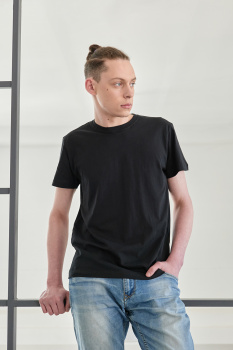 Футболка унисекс хлопок 150, 52, Чёрный,  (20)  (50/L)