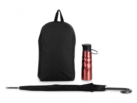 Подарочный набор с бутылкой для воды, зонтом и рюкзаком " Water element" , красный