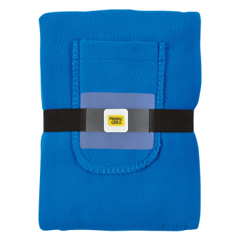 Плед  "Уютный" с карманами для ног, синий, 130x150 см, флис 260 гр/м2,
