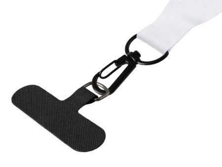 Ланъярд 2 см под сублимацию с трендовым карабином, замком обрыва и узким держателем для телефона из ПЭ, черный