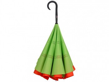 Зонт-трость наоборот Inversa, полуавтомат, оранжевый/зеленое яблоко