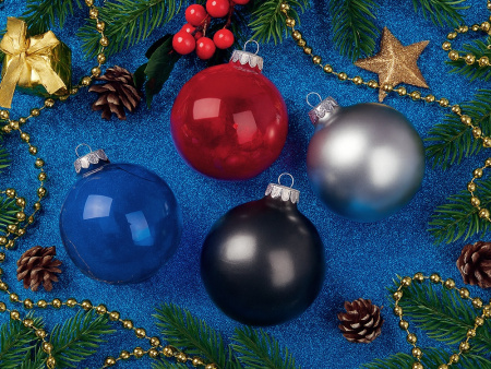 Стеклянный елочный шар "Christmas bauble", черный металлик, с серебристым колпачком в черной коробке