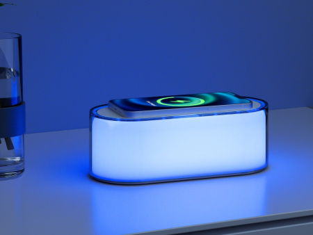 Ночник с беспроводной зарядкой и RGB подсветкой "Miracle", 15 Вт, белый