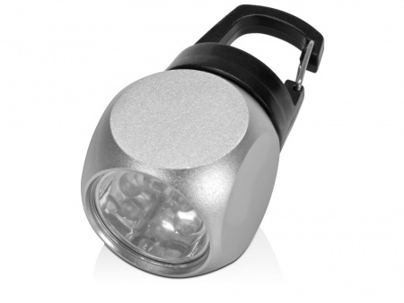 Фонарик "Карго" с карабином, серебристый