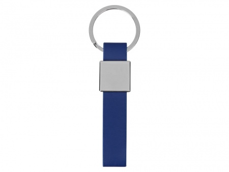 Брелок из металла и иск.кожи "Strap", серебристый/темно-синий