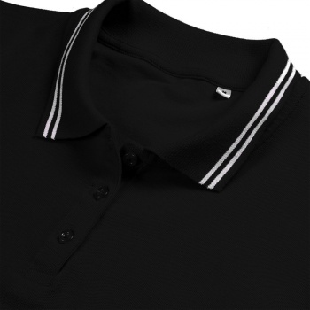 Рубашка поло женская Virma Stripes Lady, черная Рубашка поло женская Virma Stripes Lady, черная