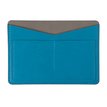 Холдер для паспорта и карт "Emotion", 10*14 см, PU, голубой с серым