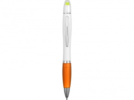 Ручка шариковая с восковым маркером белая/оранжевая