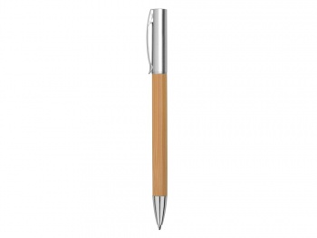 Ручка бамбуковая шариковая "Saga", хром/бамбук