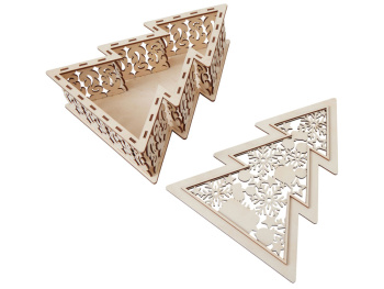 Шкатулка из фанеры в виде елки "Firytale" , серебристая