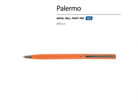 Ручка металлическая шариковая «Palermo», софт-тач, 0,7 мм,  оранжевый