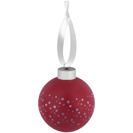 Елочный шар Stars с лентой, 8 см, красный