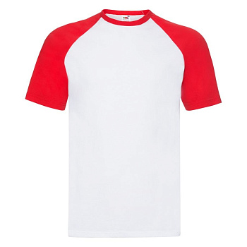Футболка "Short Sleeve Baseball T", белый с красным_S, 100% х/б, 160 г/м2