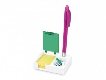 Подставка под ручку и скрепки «Потакет», белый/зеленый