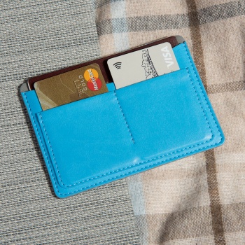 Холдер для паспорта и карт "Emotion", 10*14 см, PU, голубой с серым