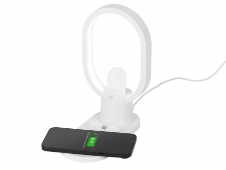 Беспроводная зарядная станция 4-в-1 "Portal" c лампой, 15 Вт, белый
