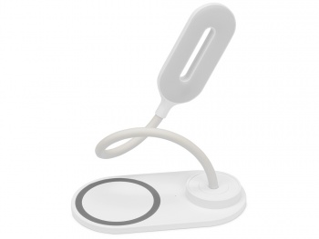 Настольный светильник с беспроводной зарядкой "Flamp", белый